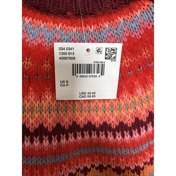 American Eagle Fair Isle knit sweater Size Small Pink Red Soft Cozy NWT - Picture 5 of 8